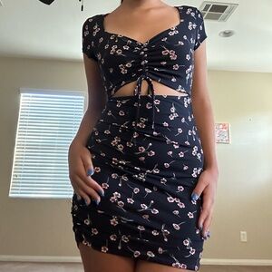 Windsor Floral Ruched Cutout Dress